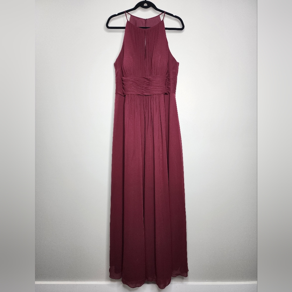 Azazie BONNIE Mulberry A-Line Keyhole Ruched Chiffon Dress
